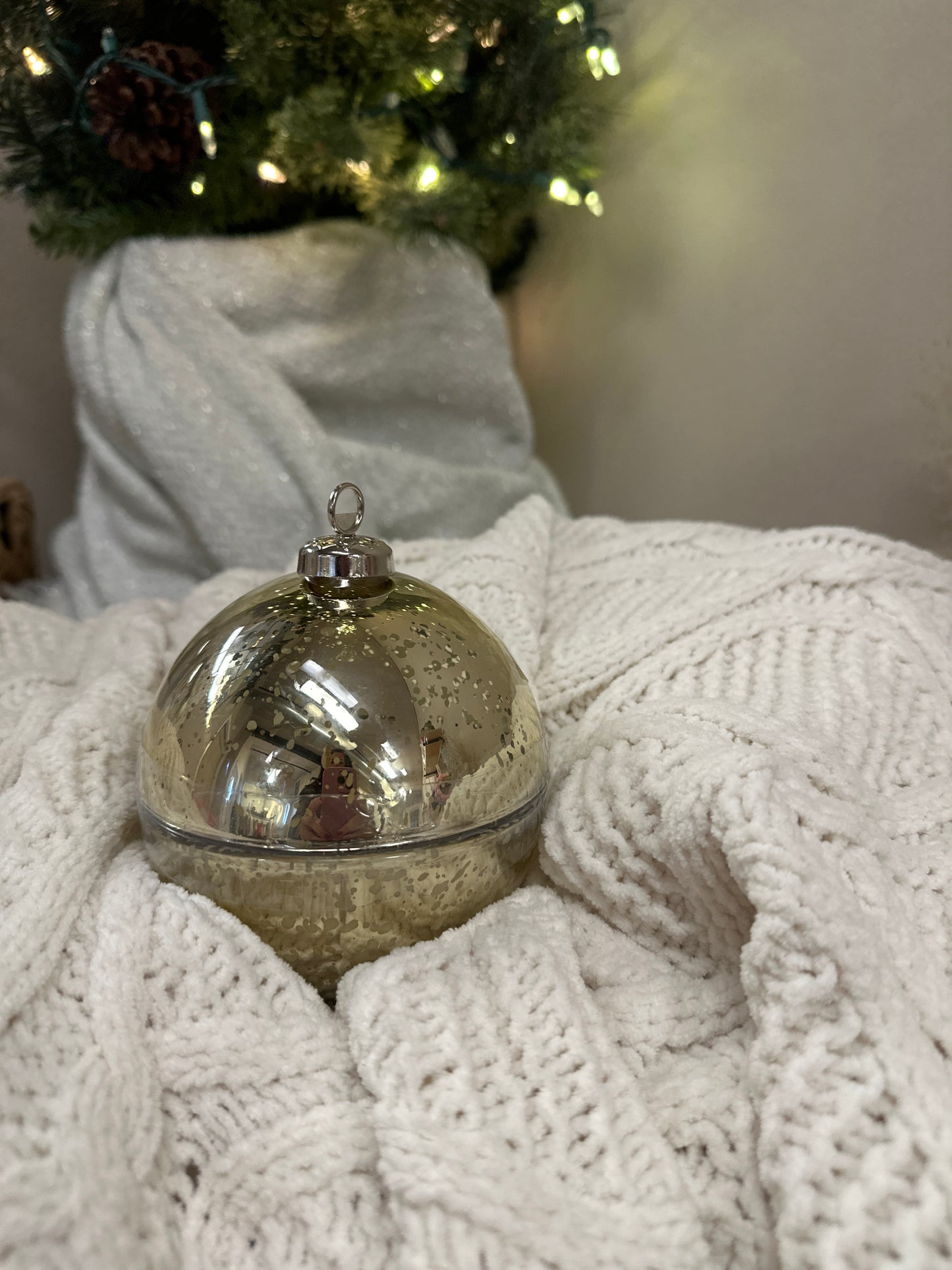 Mercury glass ornament candle